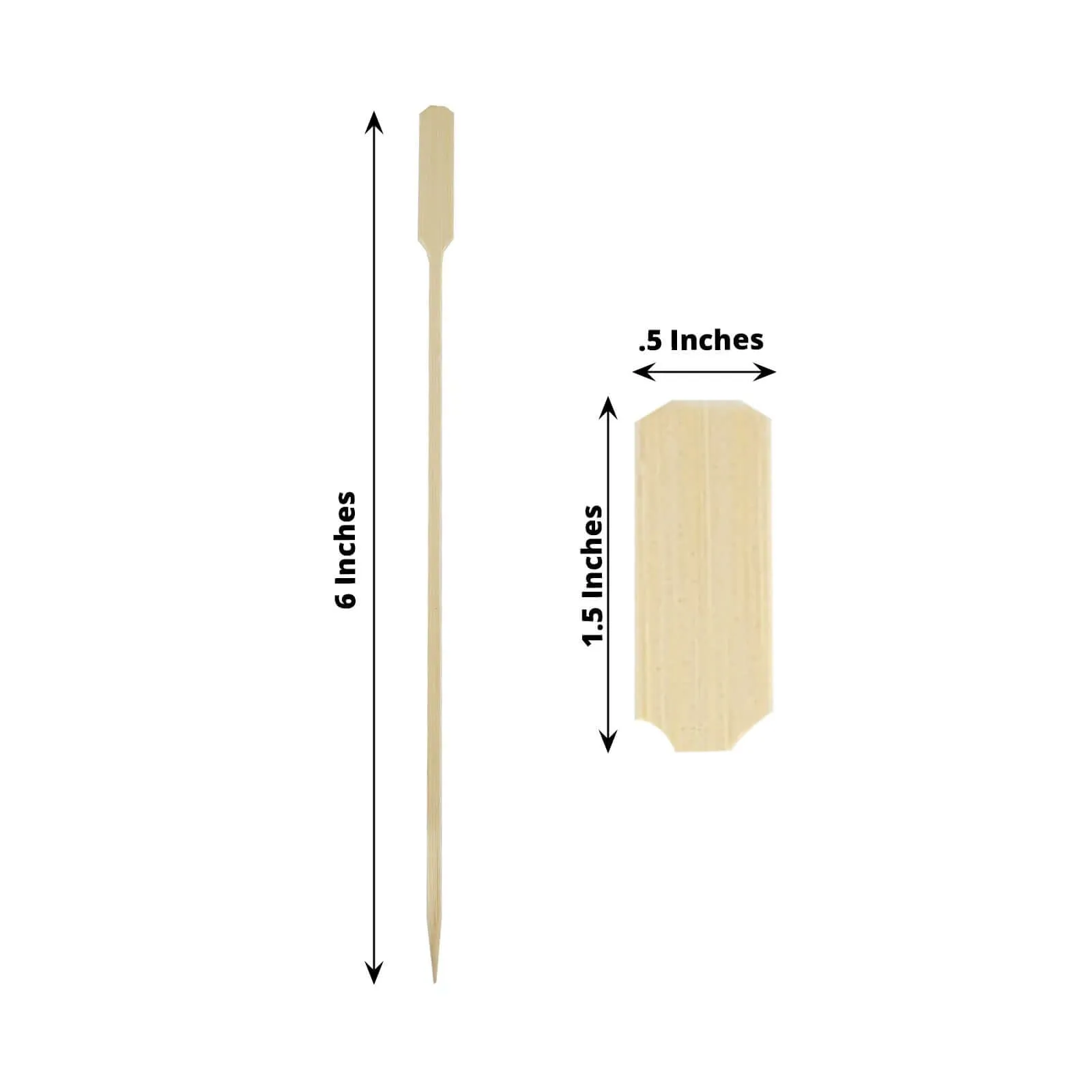 100 Pack 10" Eco Friendly Paddle Party Picks, Bamboo Skewers, Decorative Top Cocktail Sticks