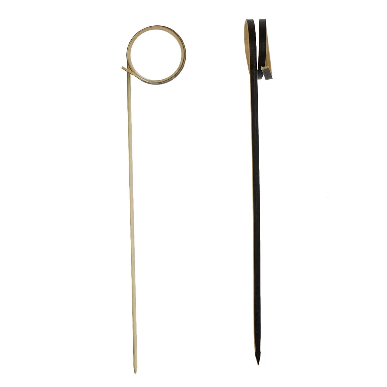 100 Pack 5" Eco Friendly Black Loop Ring Party Picks, Bamboo Skewers, Decorative Top Cocktail Sticks