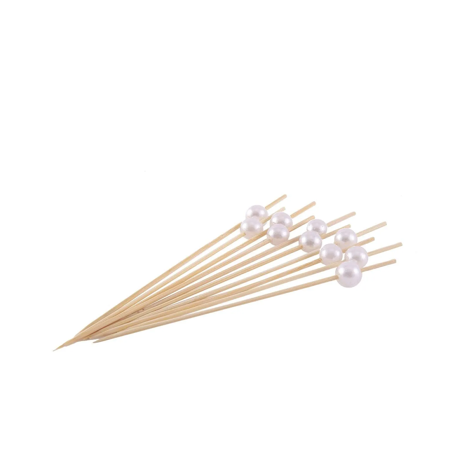 100 Pack 5" Natural Pearl Bamboo Skewers Cocktail Picks, Stir Sticks, Eco Friendly