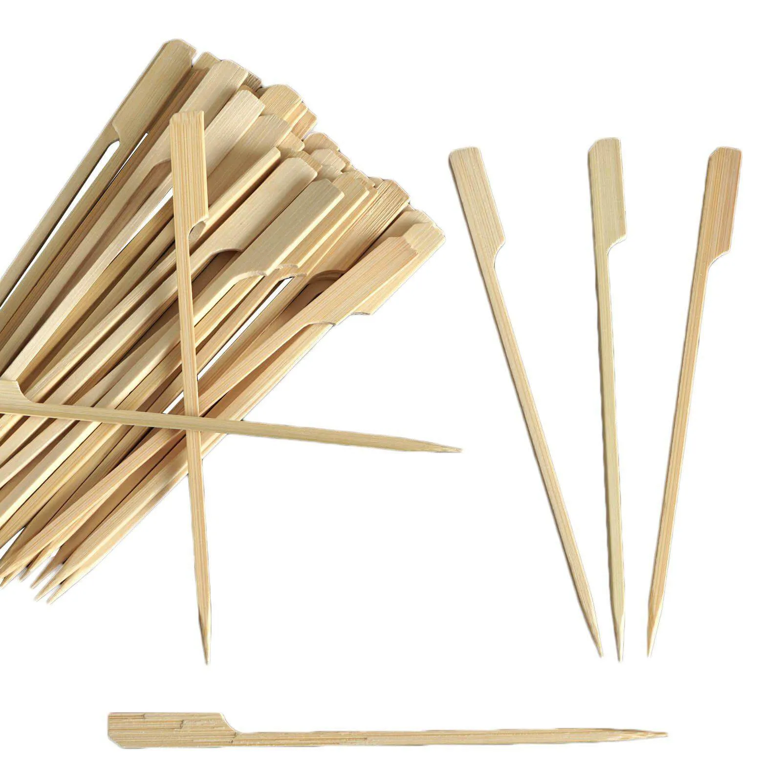 100 Pack 6" Eco Friendly Paddle Shaped Bamboo Skewers Cocktail Picks