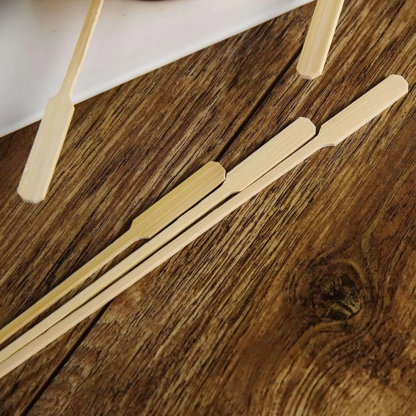 100 Pack Eco Friendly Paddle Party Picks, Bamboo Skewers, Decorative Top Cocktail Sticks 10"