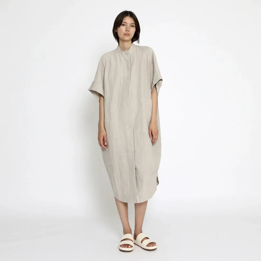 7115 by Szeki Cocoon Oatmeal Linen Shirt Dress