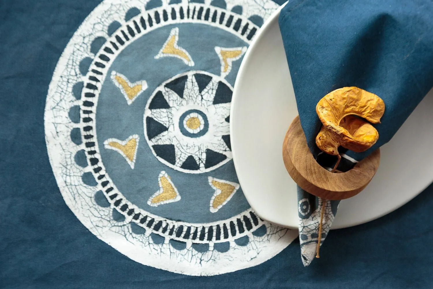 African Circles Indigo Napkin Set