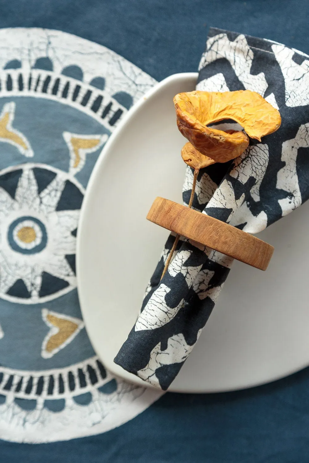 African Circles Indigo Tablecloth