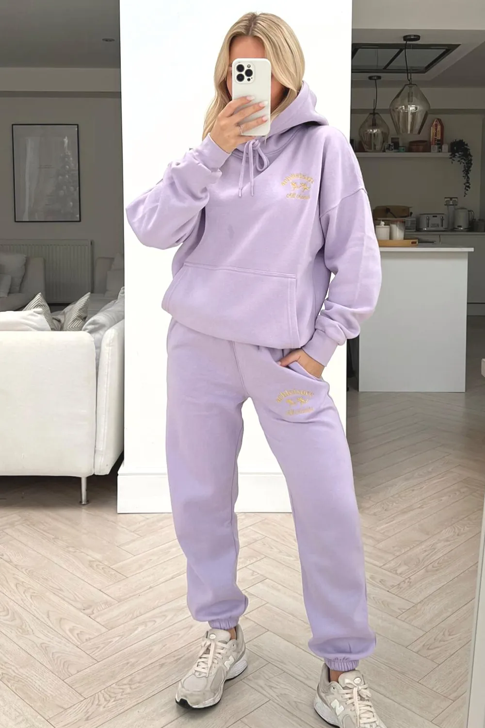 All access lilac embroidered hoodie loungewear set