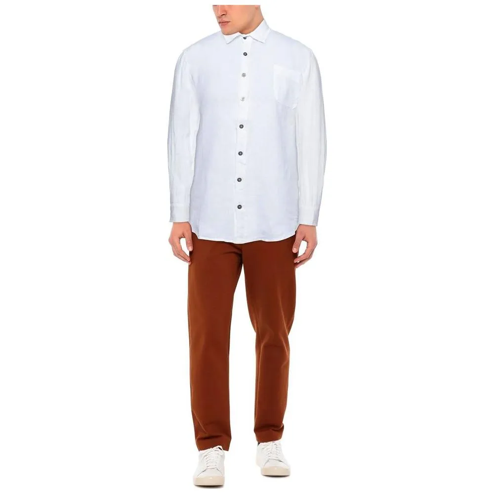 Alpha Studio Elegant White Linen Shirt for Men