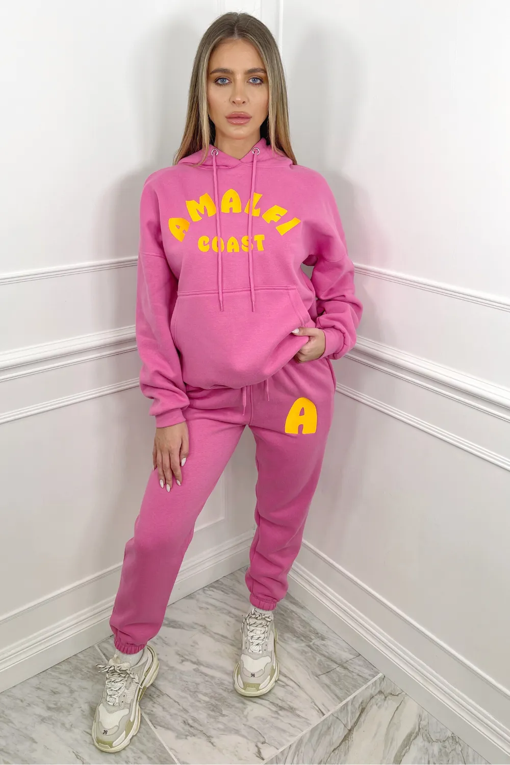 Amalfi coast hot pink hooded loungewear set