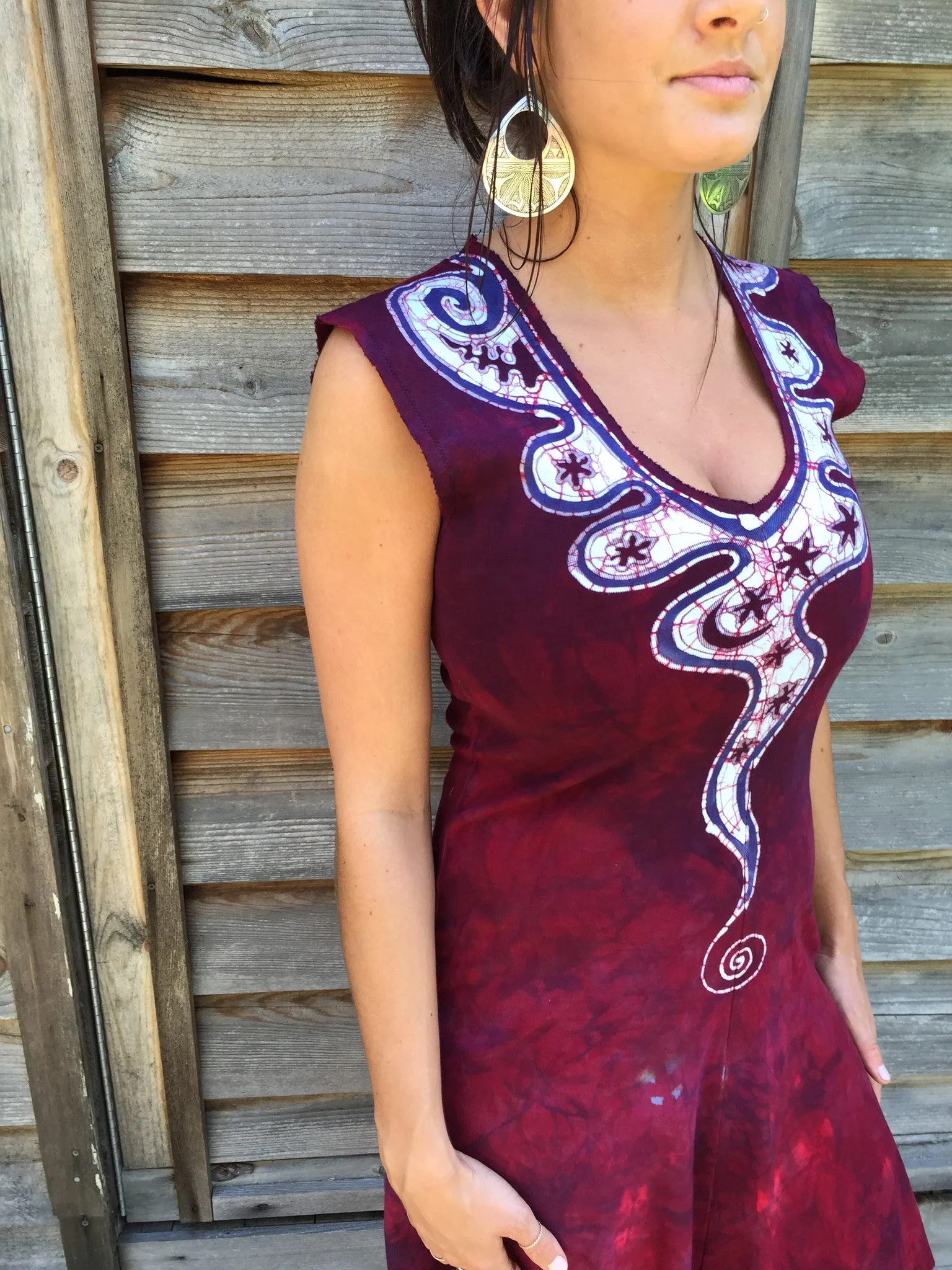 Angel Wings in Red & Purple Organic Cotton Batik Dress