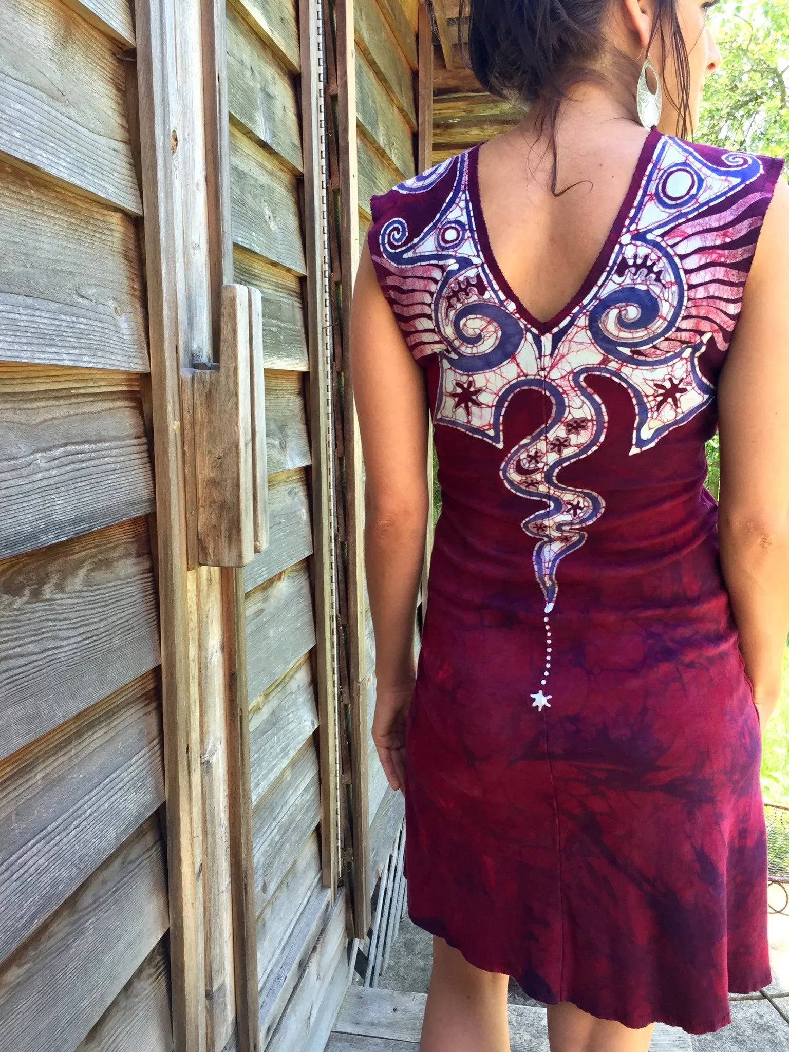 Angel Wings in Red & Purple Organic Cotton Batik Dress