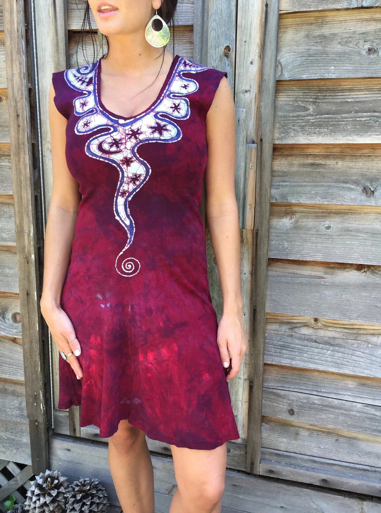 Angel Wings in Red & Purple Organic Cotton Batik Dress