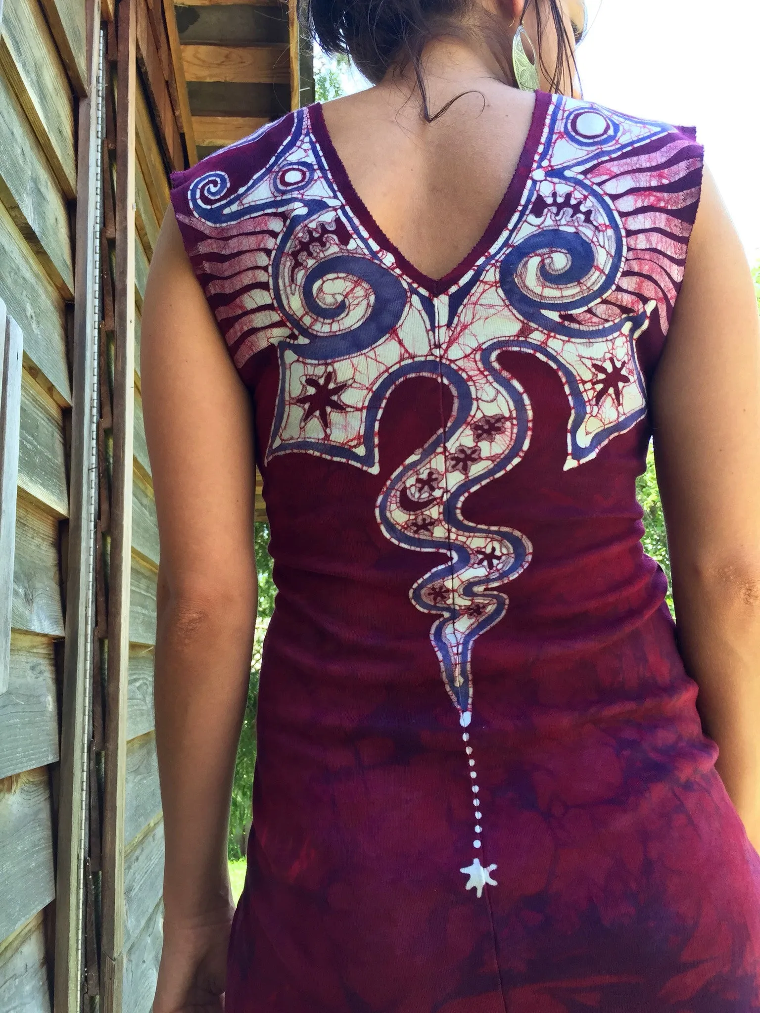 Angel Wings in Red & Purple Organic Cotton Batik Dress