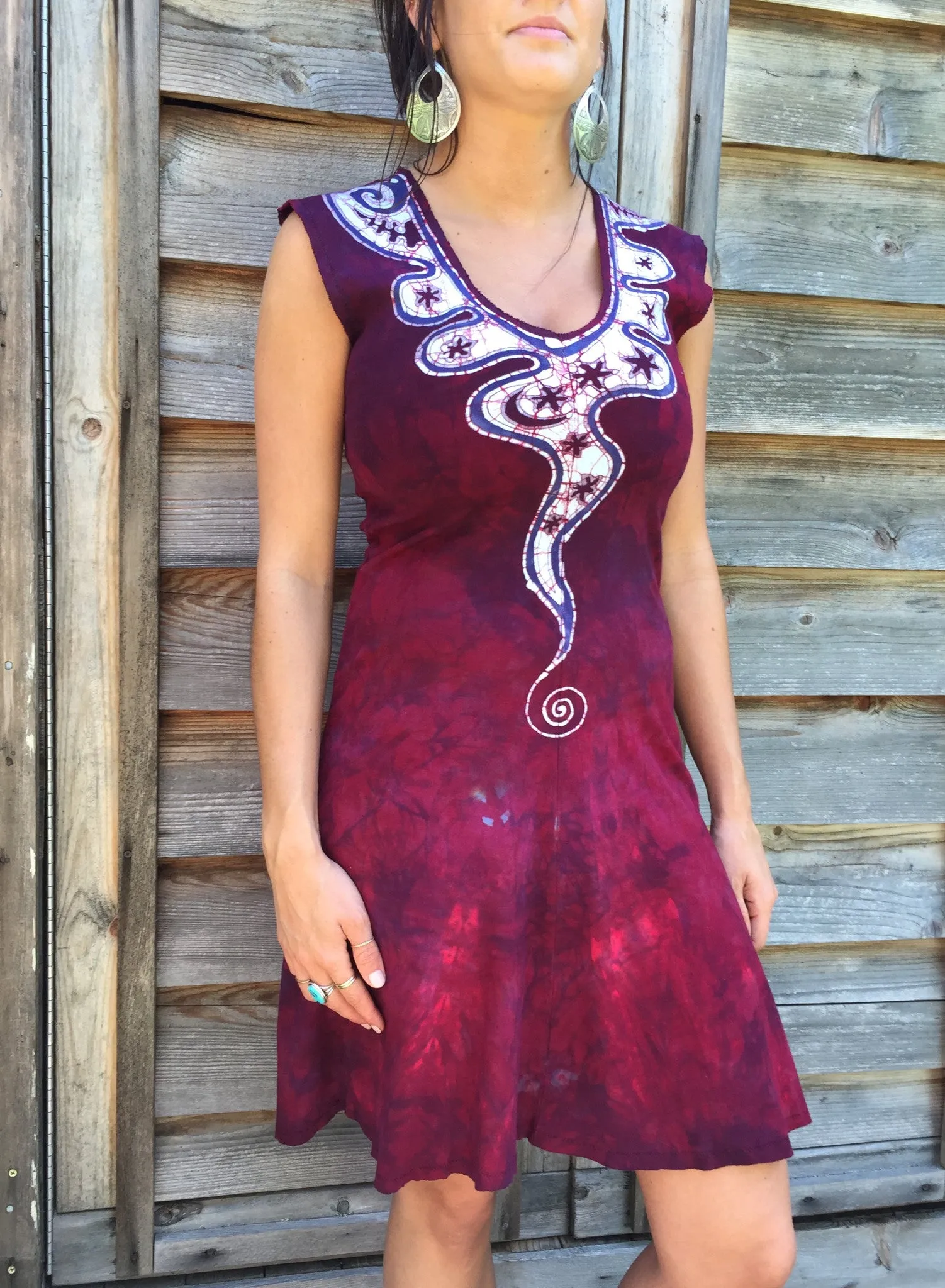 Angel Wings in Red & Purple Organic Cotton Batik Dress