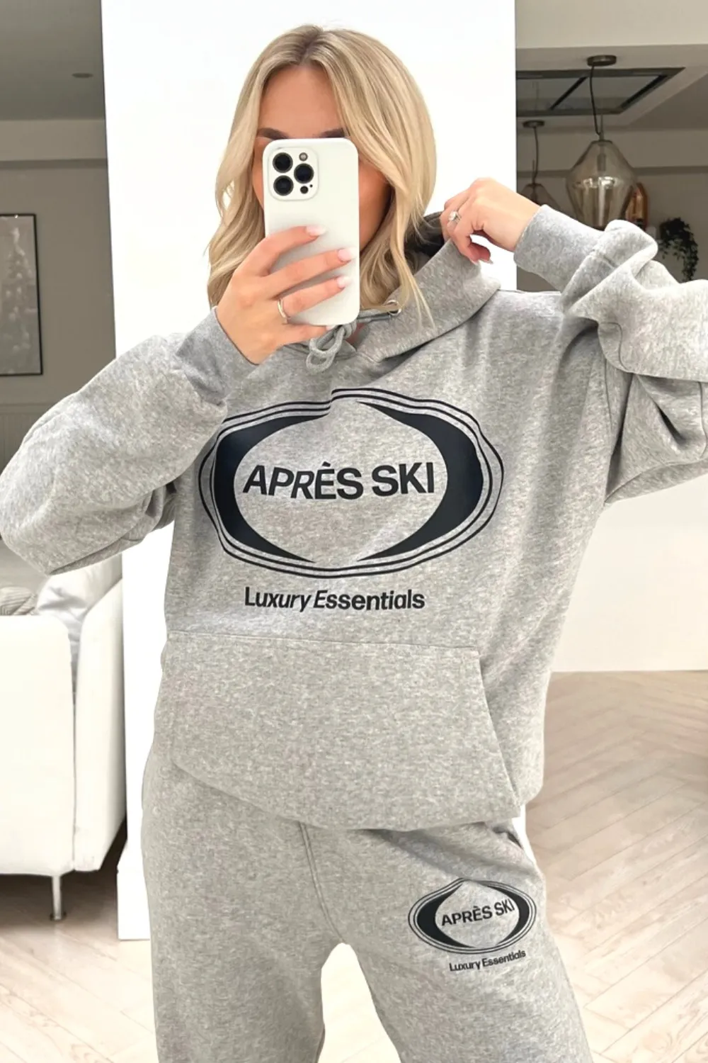 Aprés Ski grey printed hoodie loungewear set