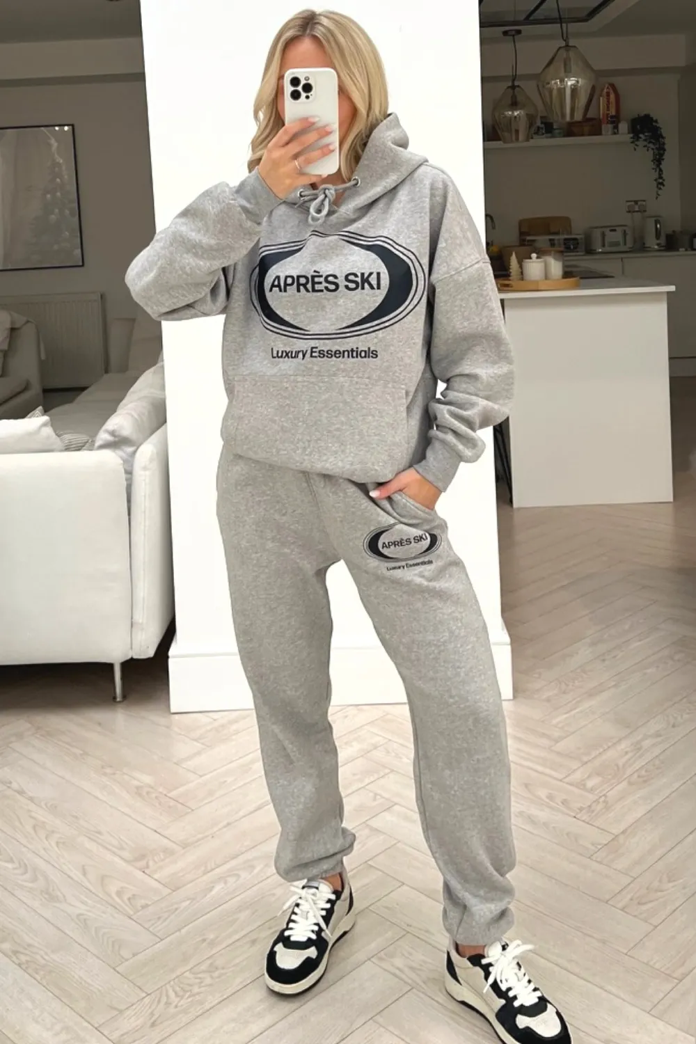 Aprés Ski grey printed hoodie loungewear set