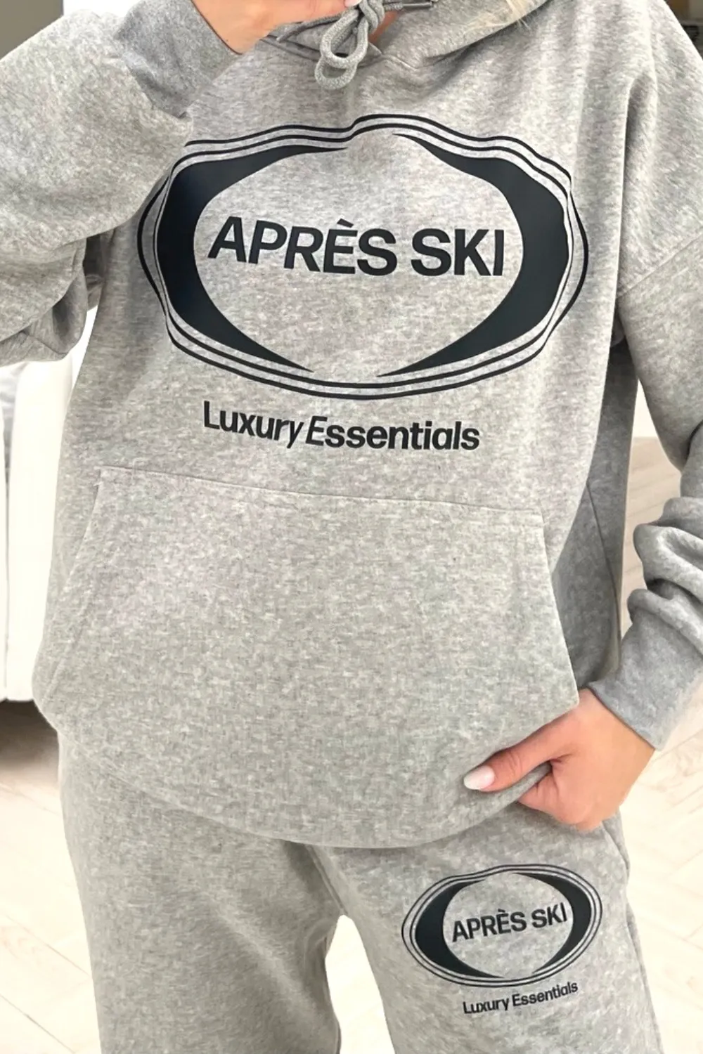 Aprés Ski grey printed hoodie loungewear set