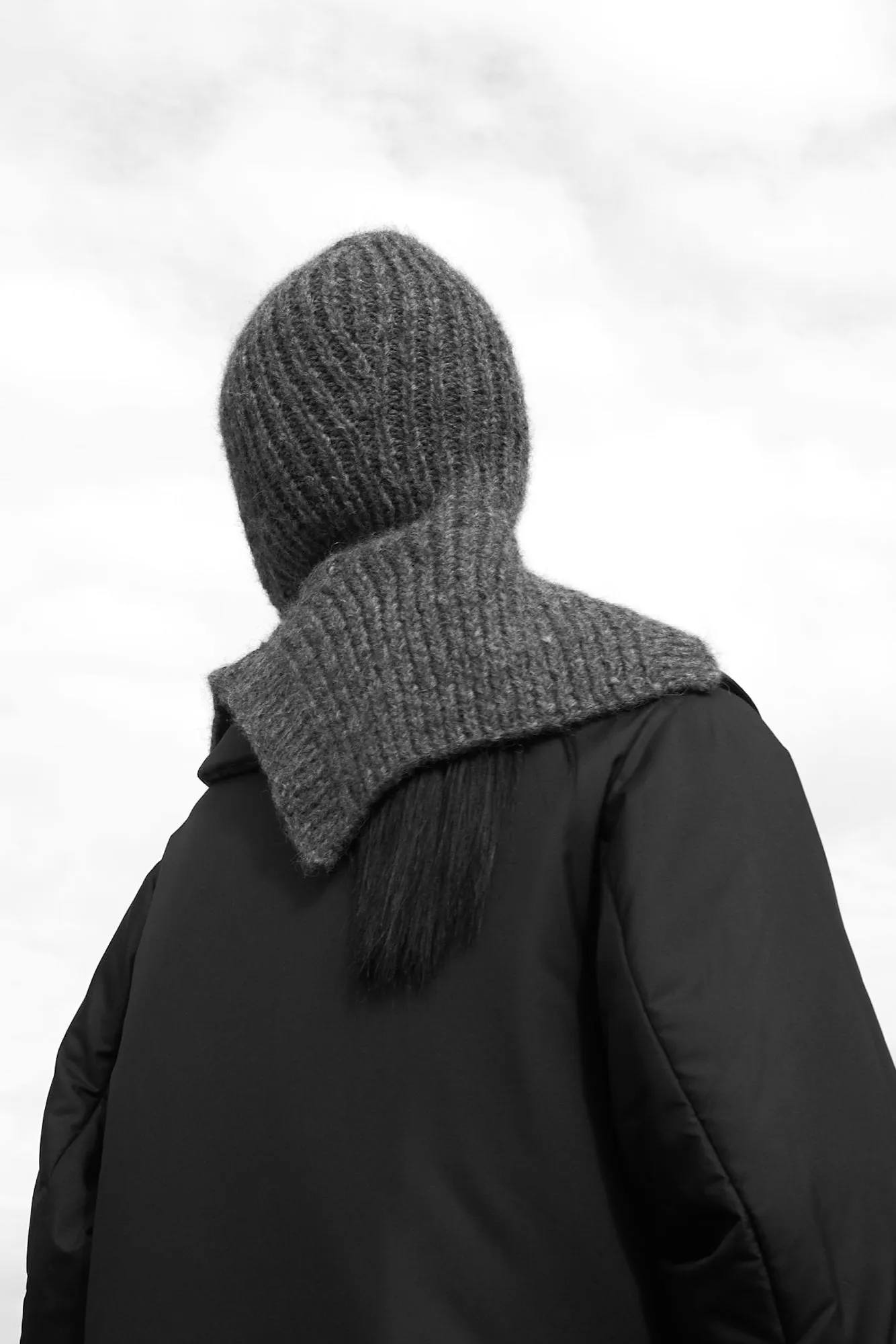 ARIES - Hand Knitted Recycled Cashmere and Wool Balaclava in Black