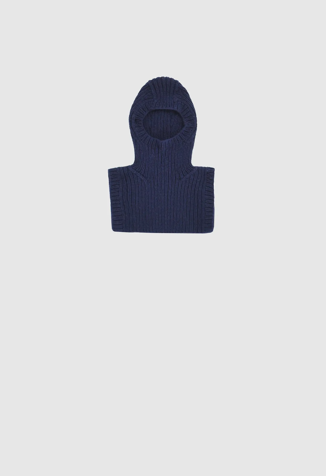 ARIES - Hand Knitted Recycled Cashmere and Wool Balaclava in Navy