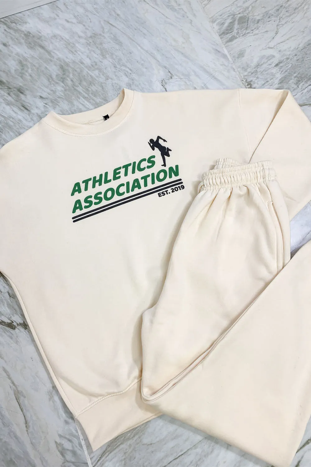 athletics association ecru sweater loungewear set