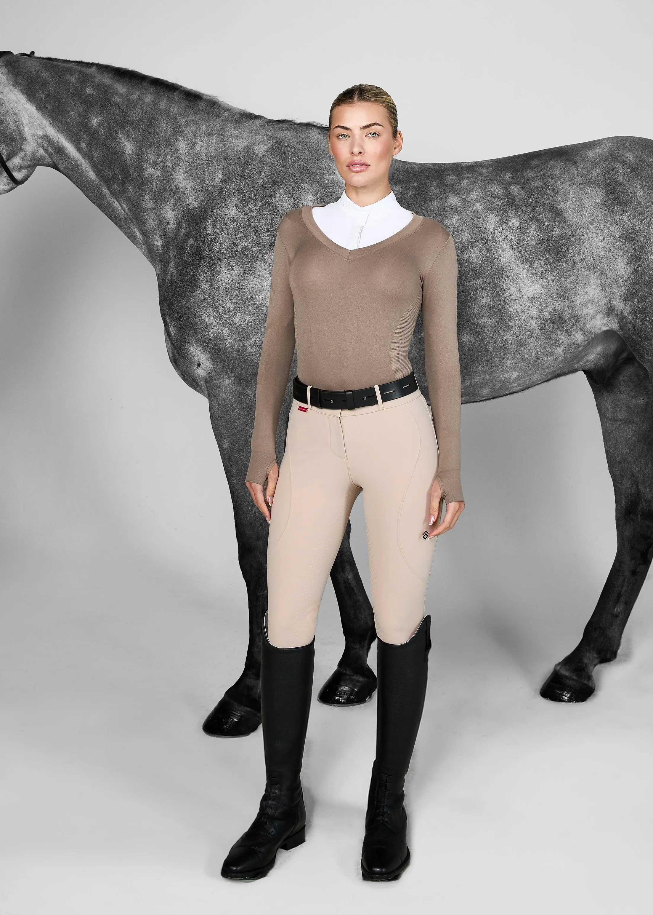 Beige Core Mid-Rise Breeches Full Seat