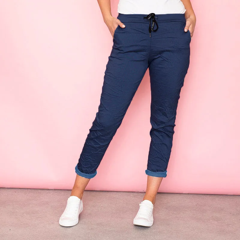 Billie Crinkle Jogger (Dark Blue)