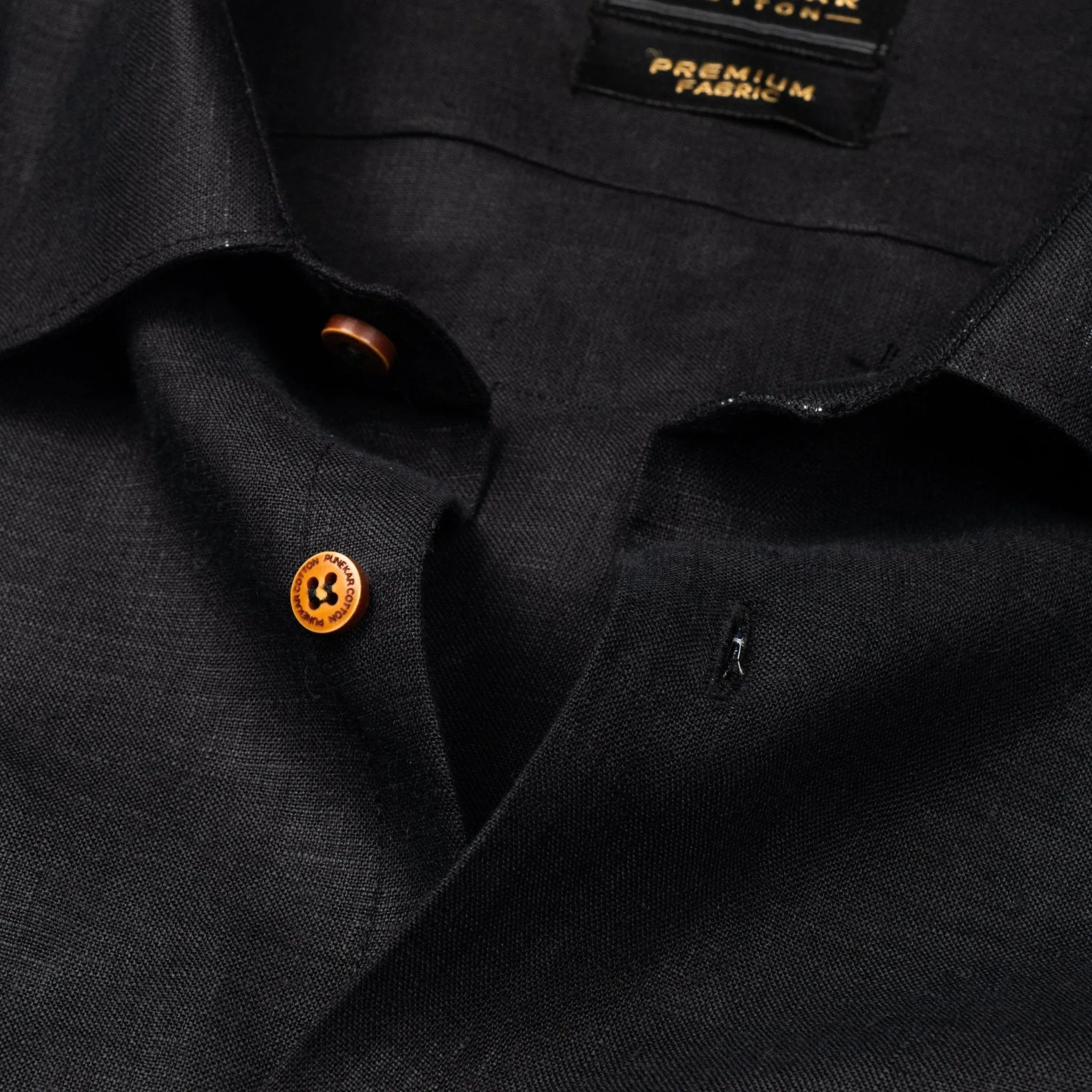 Black Color Prime Linen Shirt For Men