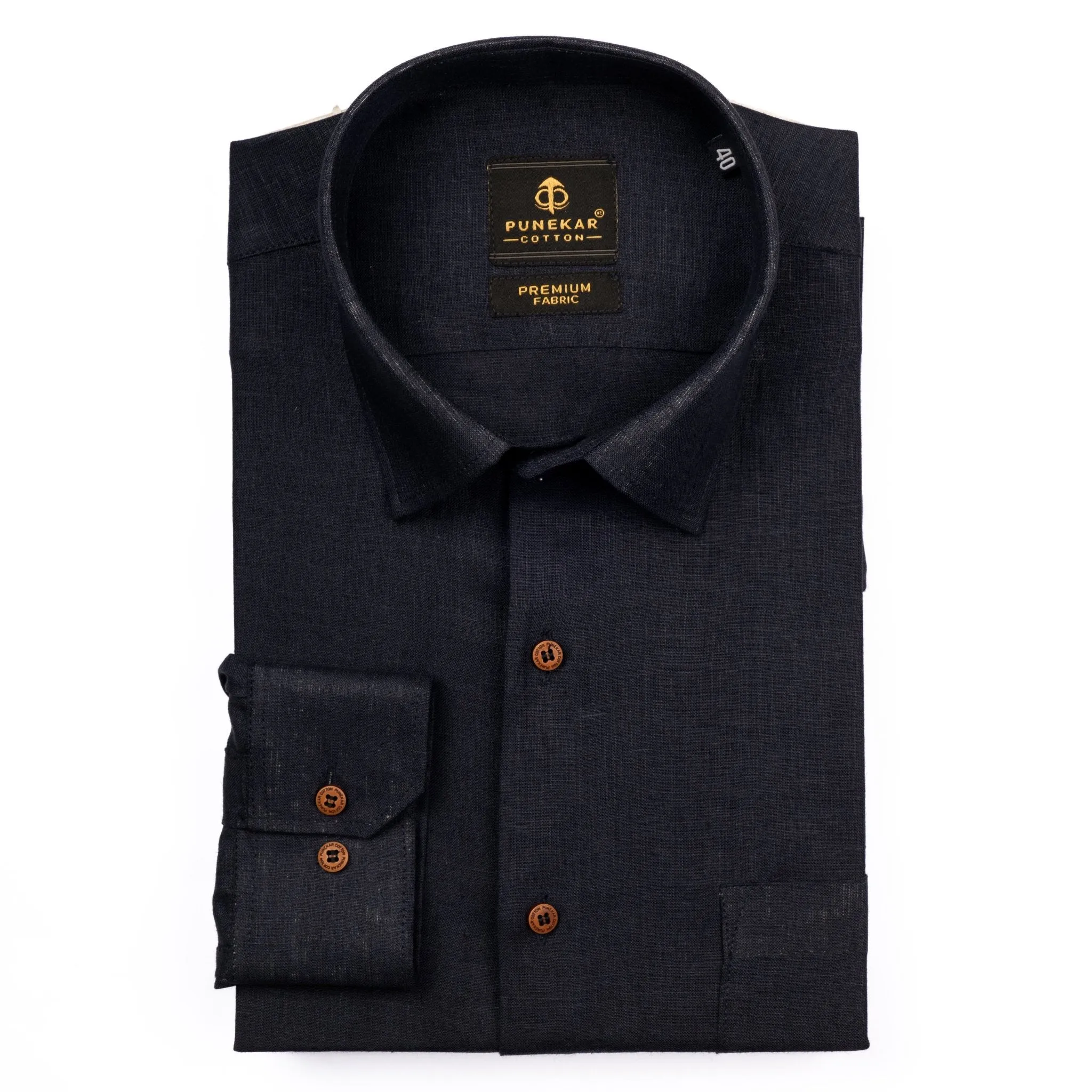 Black Color Prime Linen Shirt For Men