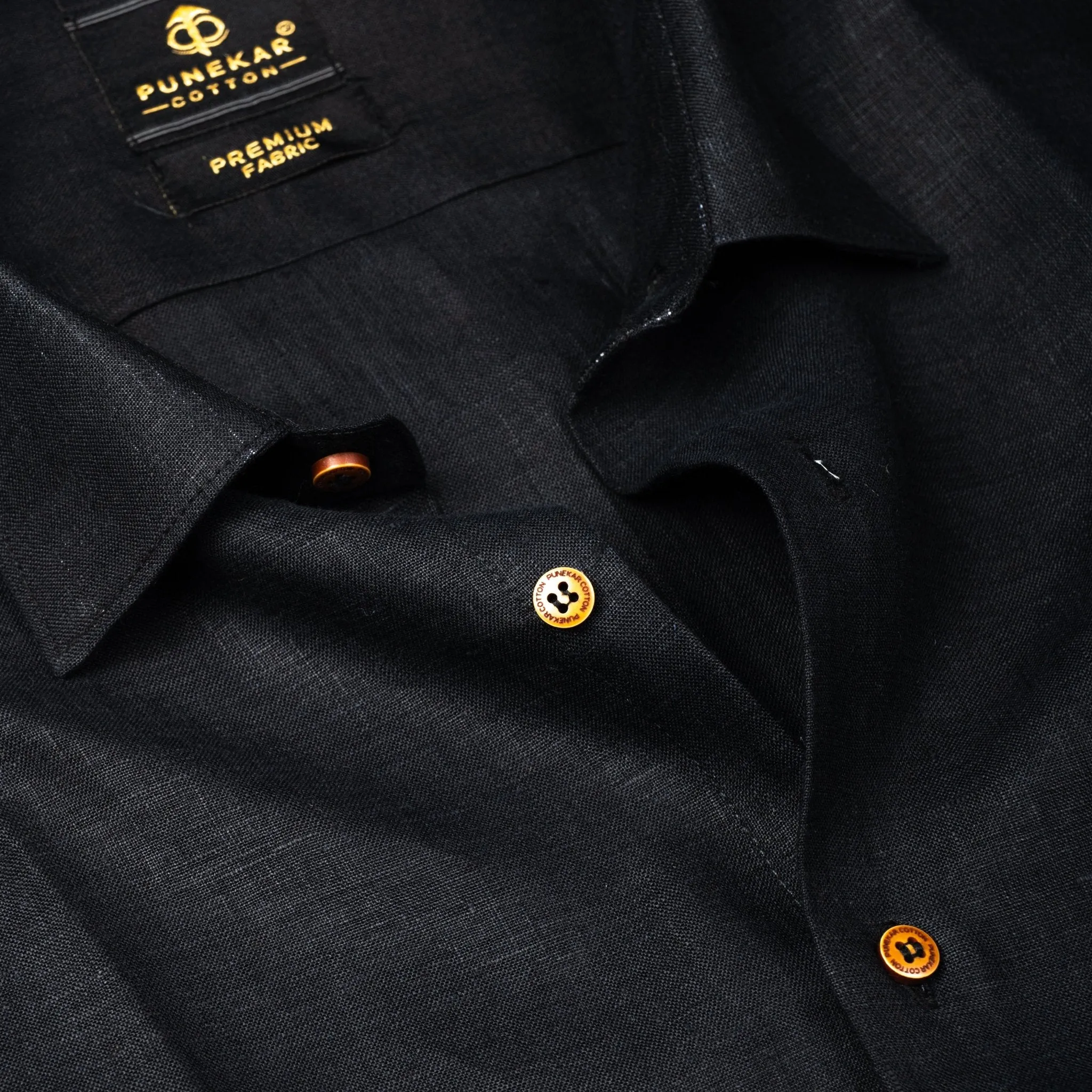 Black Color Prime Linen Shirt For Men