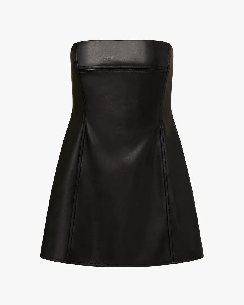 Black Vegan Leather Strapless Square Top