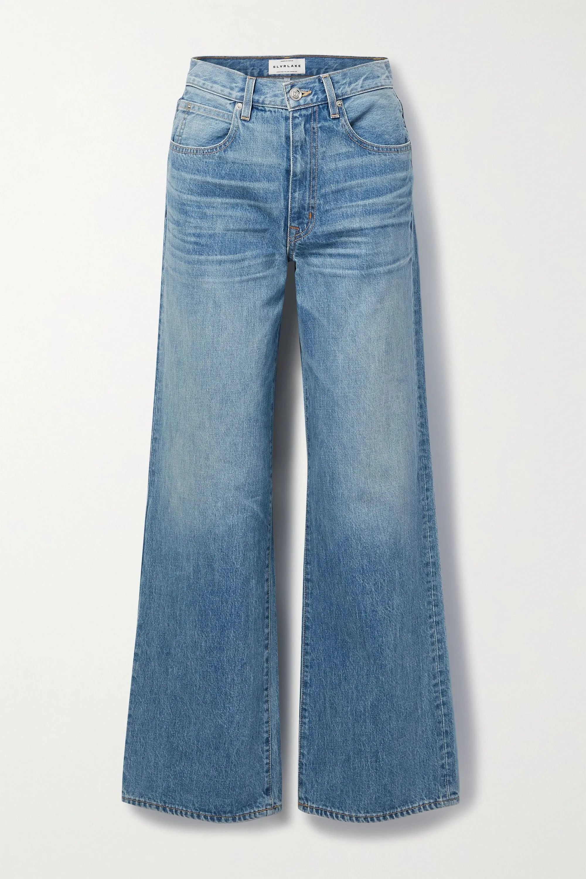 Blue high-rise wide-leg jeans