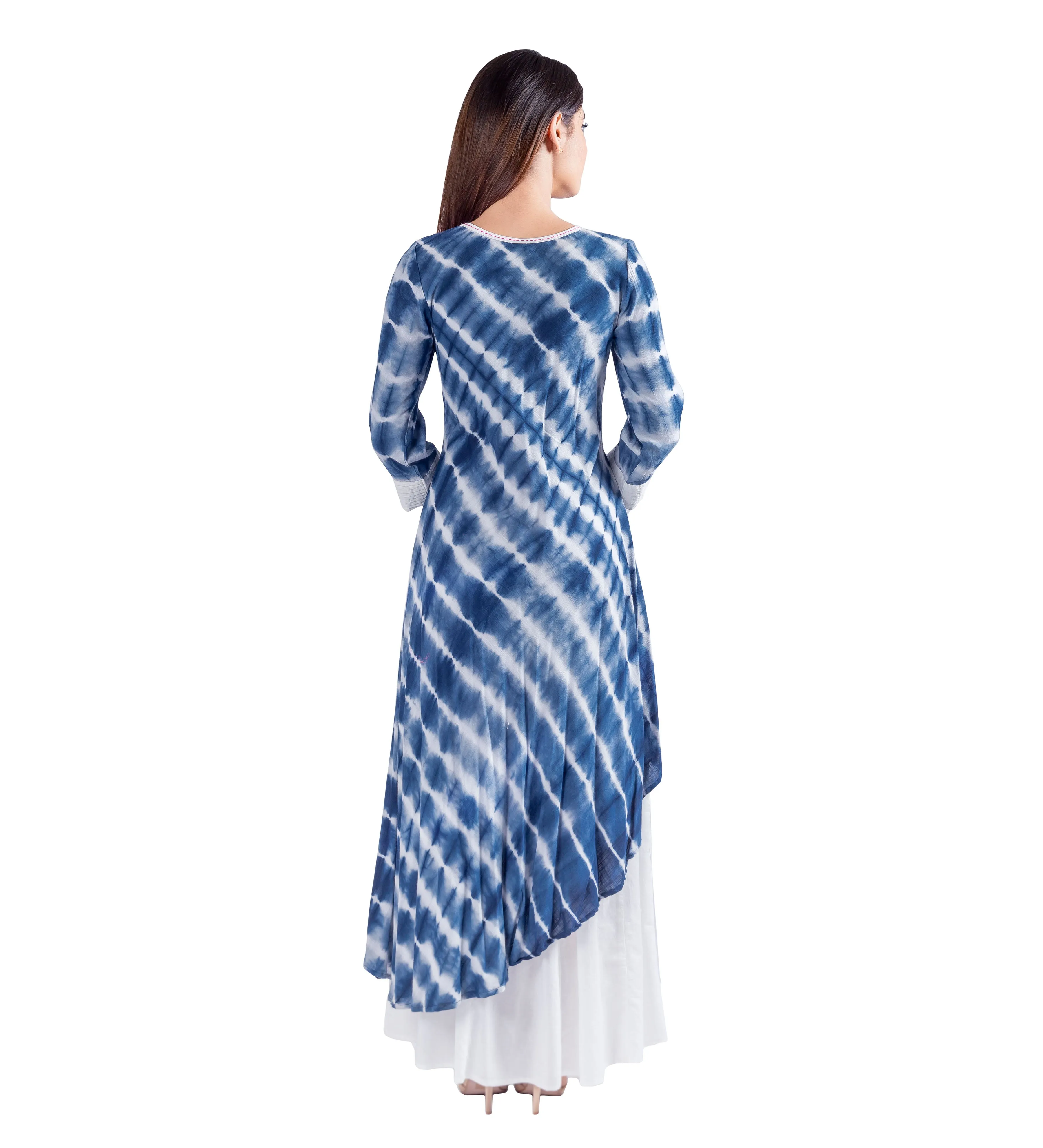 Blue Tie and Dye Indo Western Kurta Dress