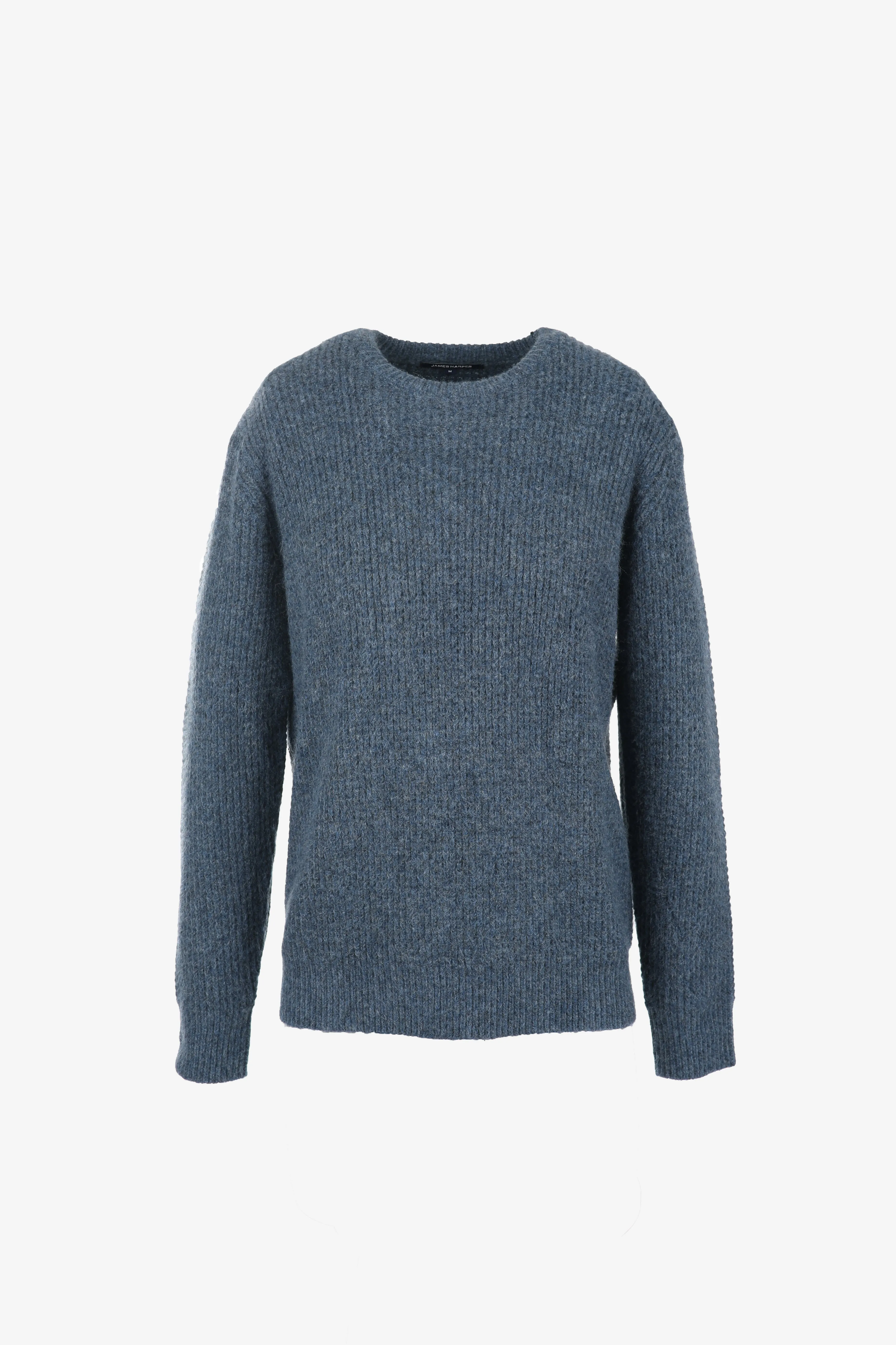 Blue Wool Blend Chunky Crew Neck Jumper