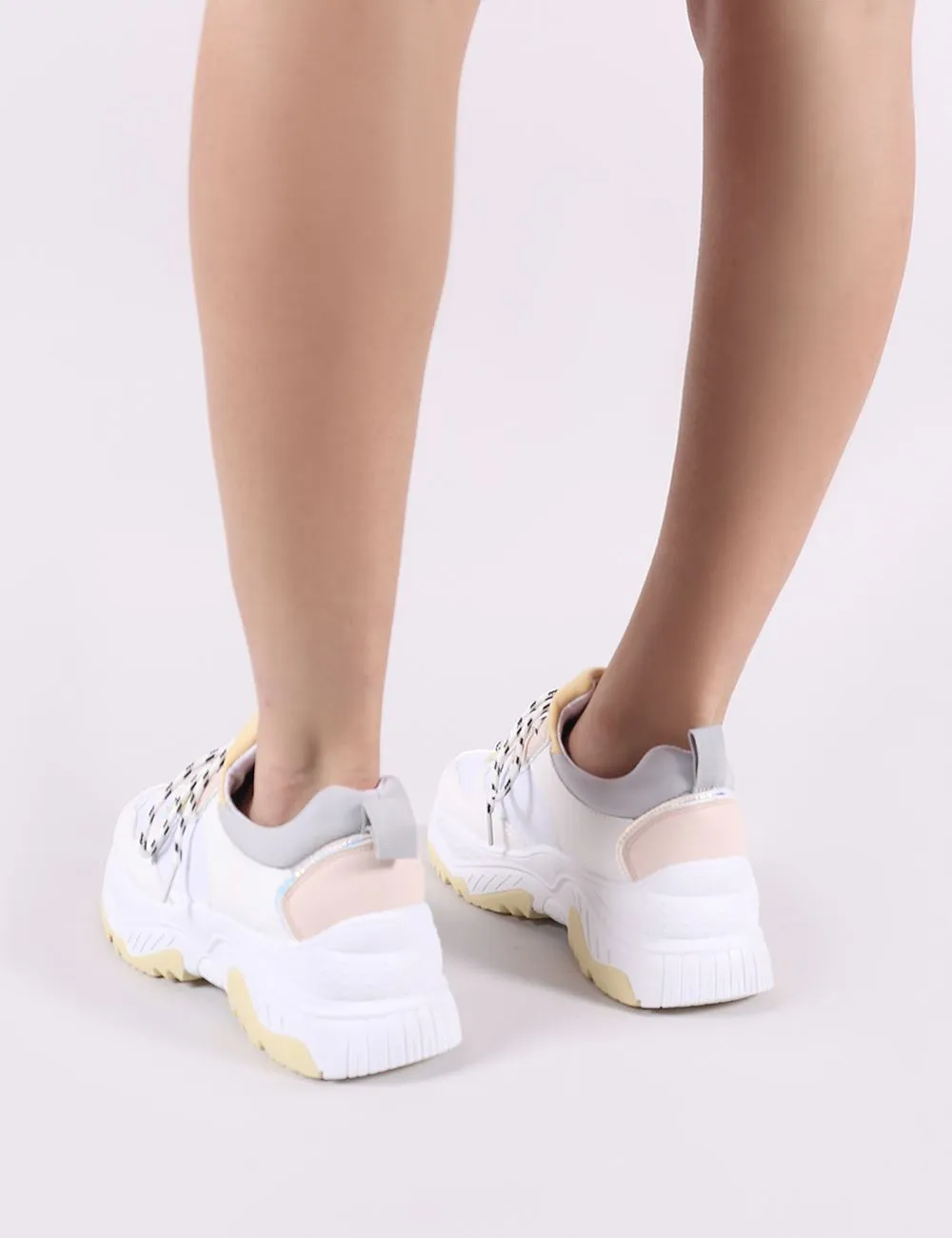 Boe Chunky Trainers in White and Yellow