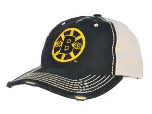 Boston Bruins Retro Brand Black Beige Two Tone Stitched Vintage Snapback Hat Cap