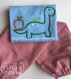 Boy Shirt - School Dino on Light Blue Shirt