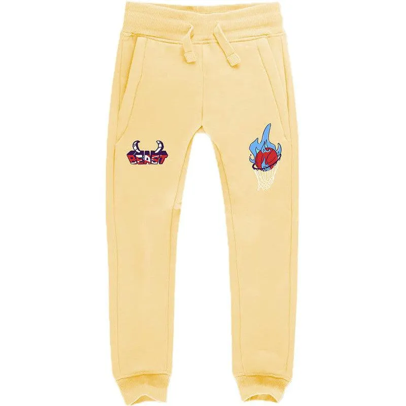 Boy's Beast Jogger Sweatpants, Pale Yellow