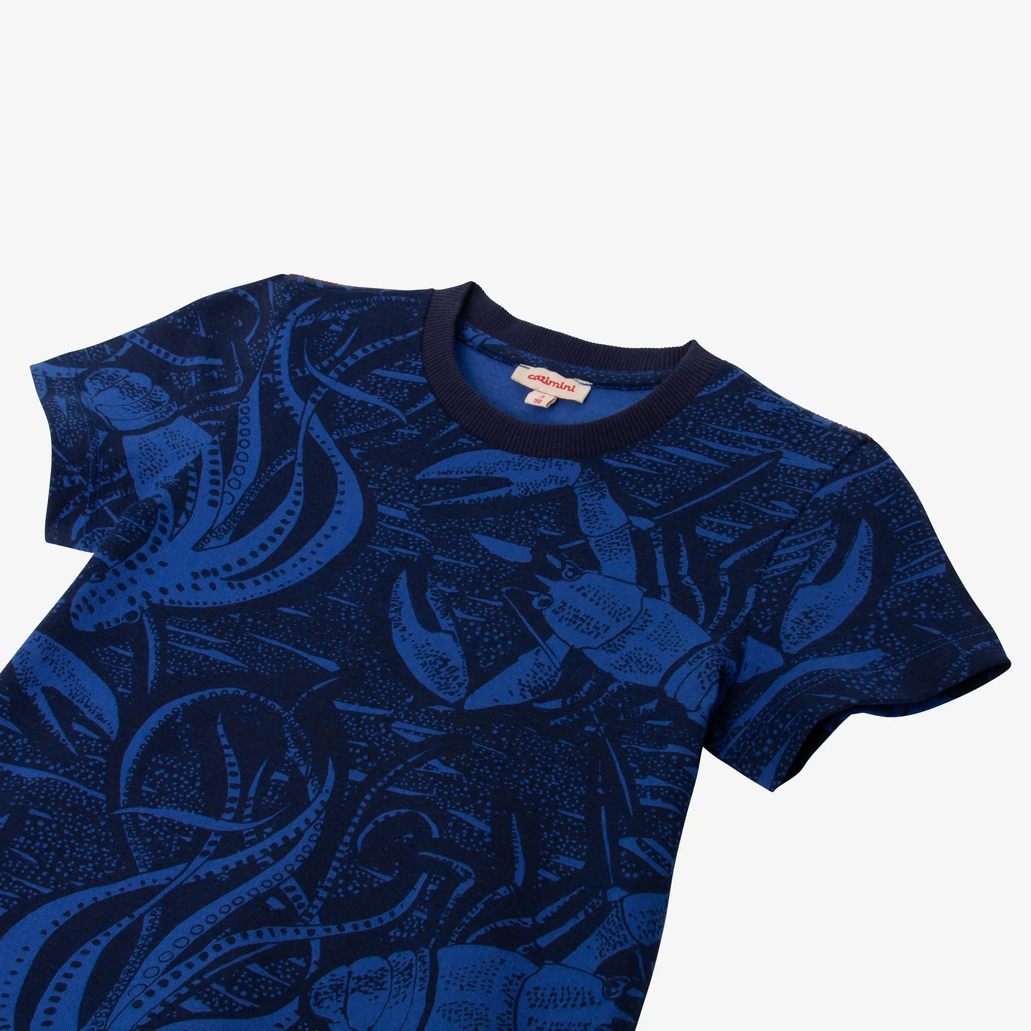 Boys' navy blue camo T-shirt