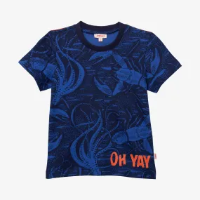 Boys' navy blue camo T-shirt