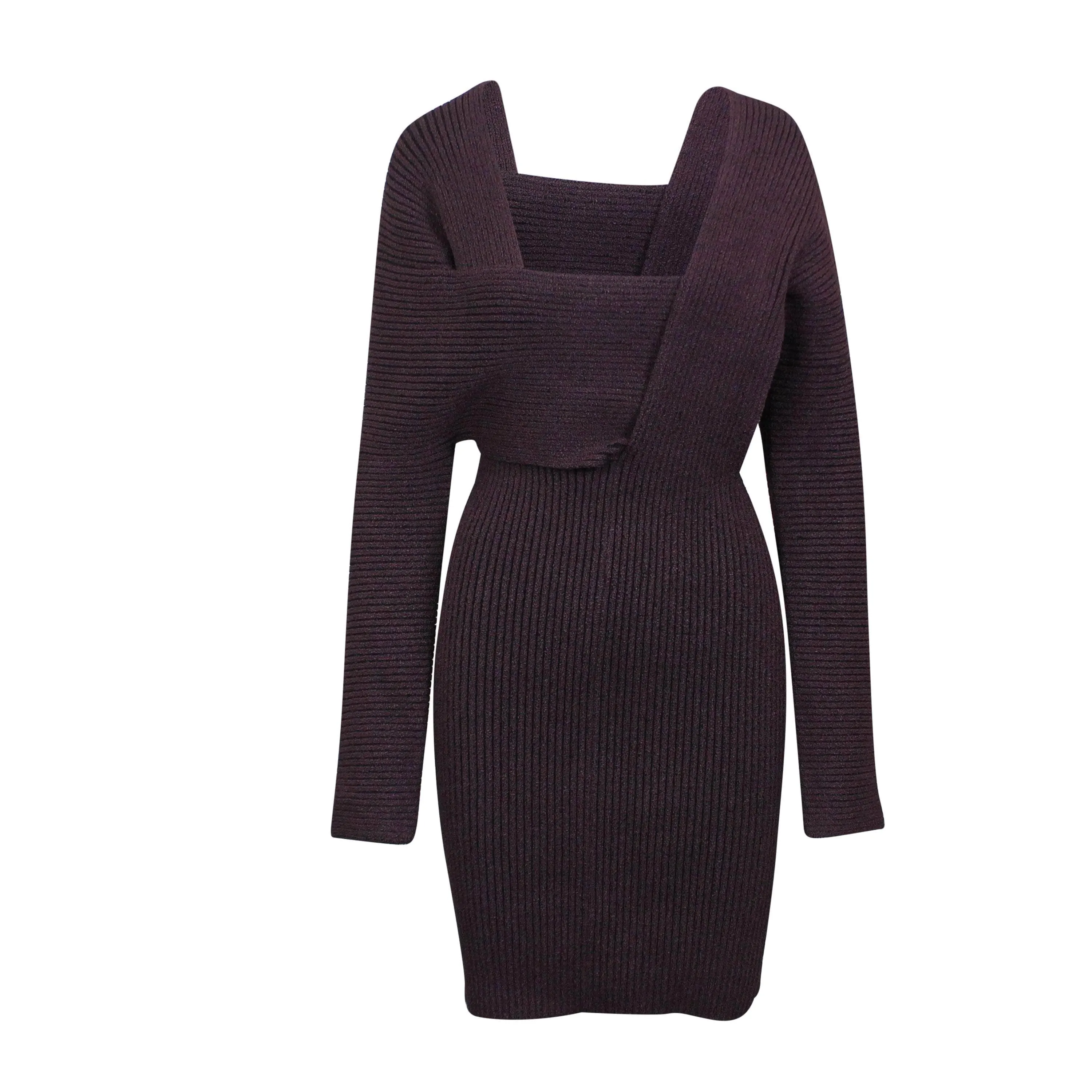 BTV-XTPS-0052/40 618639VKSD0_5469 Purple Bottega Veneta Sable Rib Knit Dress Size 40