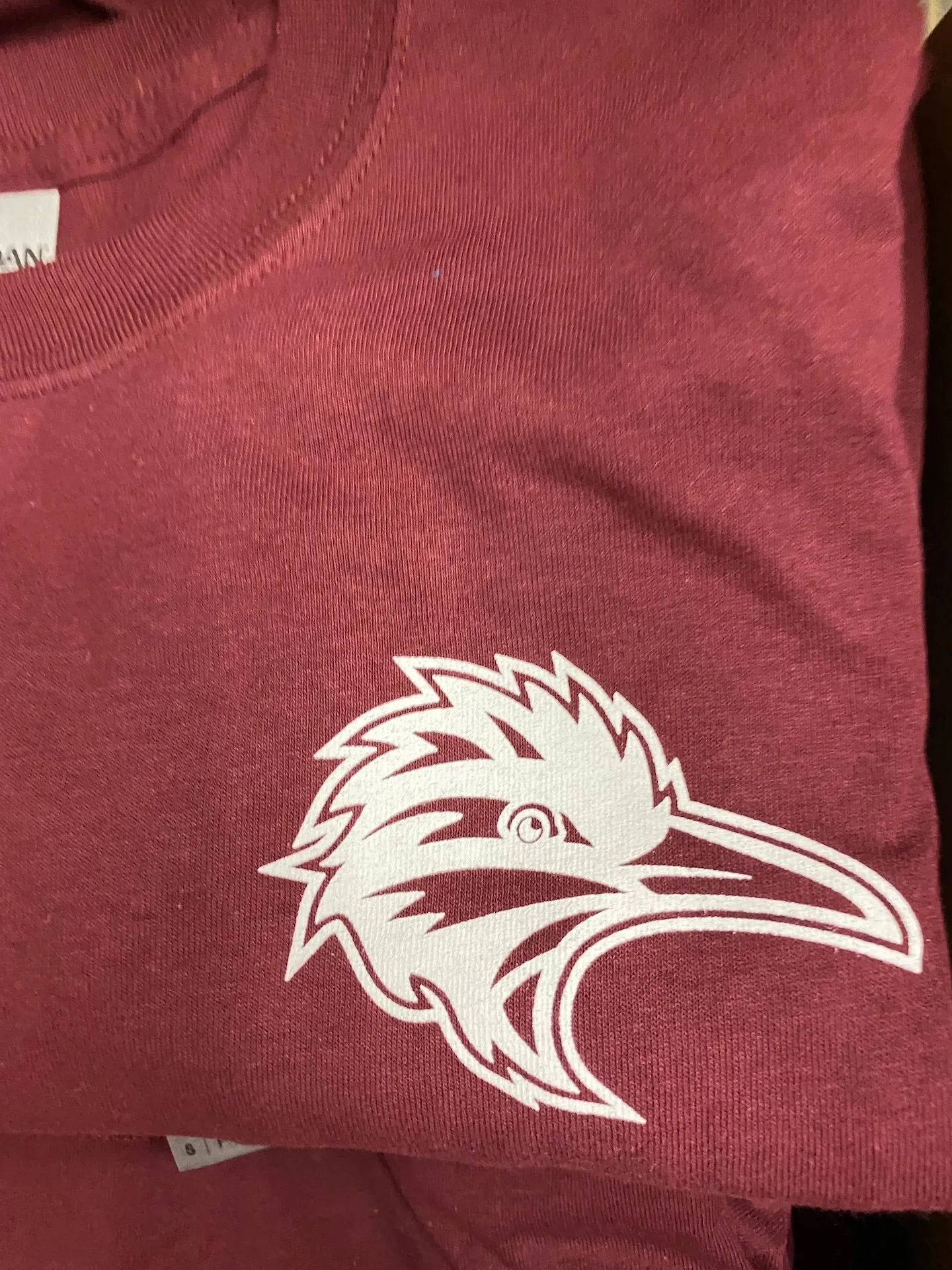 Burgundy Long-sleeve t-shirt with Roadrunner Logo Only