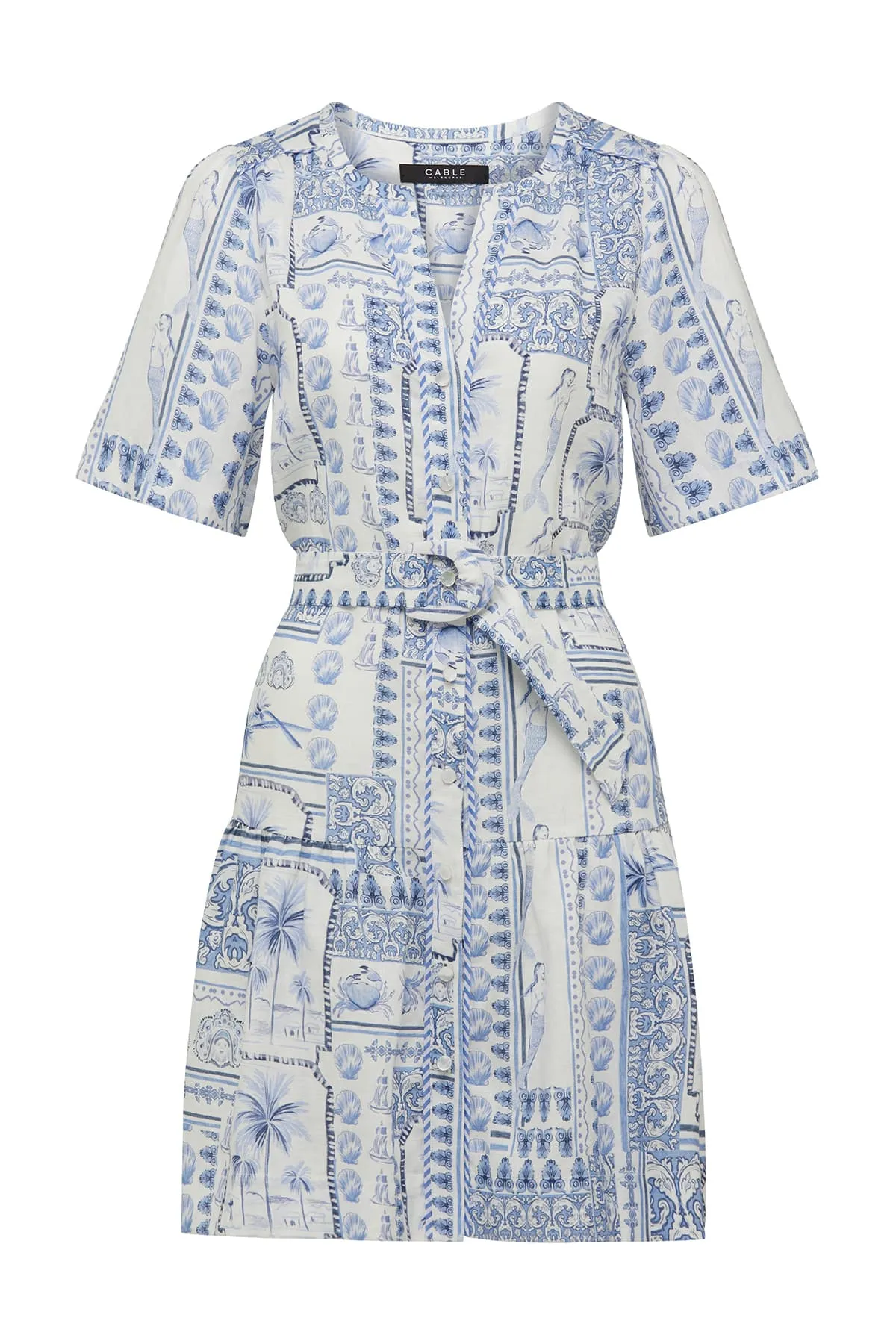 Cable - Seychelles Linen Dress - Mermaid Print