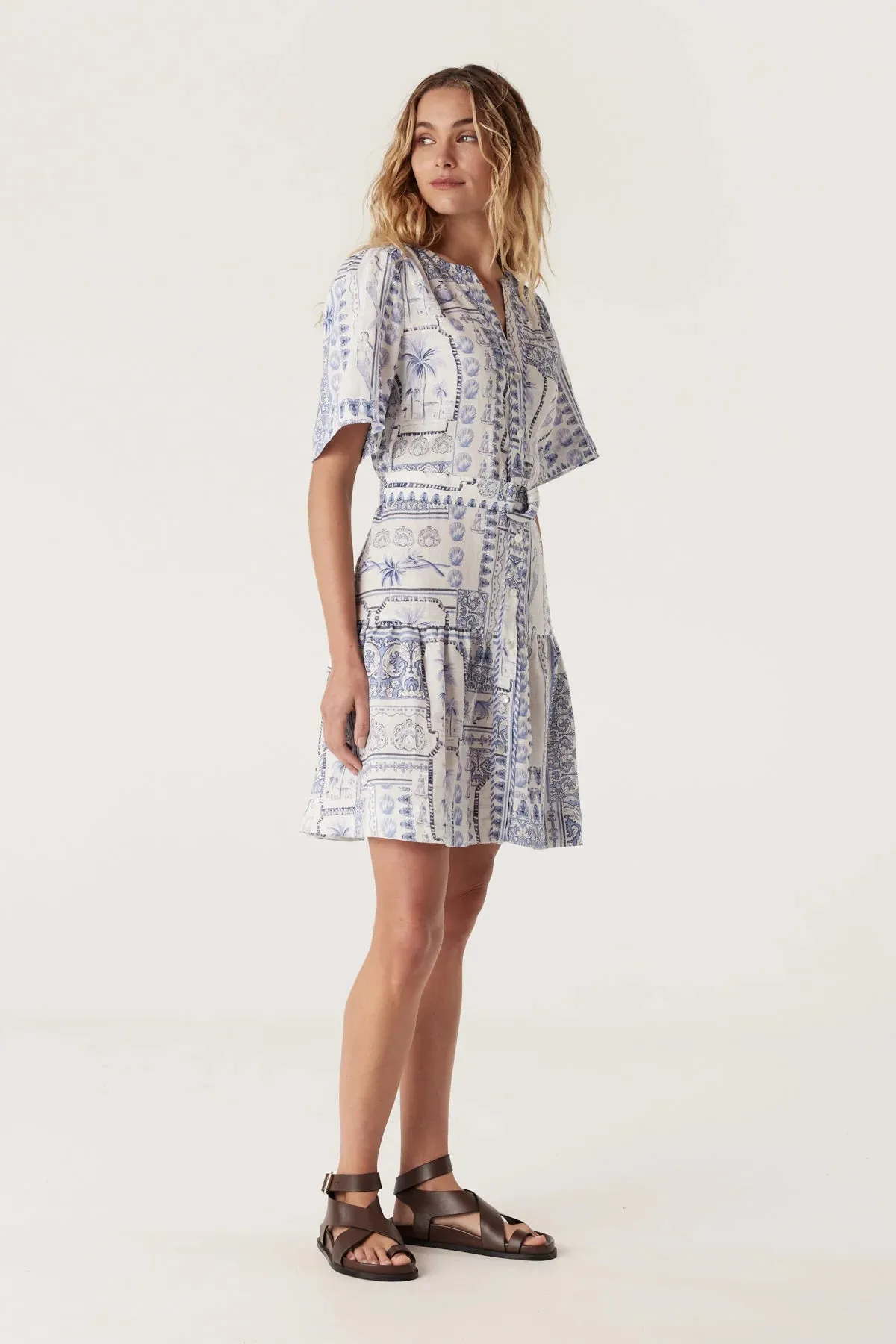 Cable - Seychelles Linen Dress - Mermaid Print