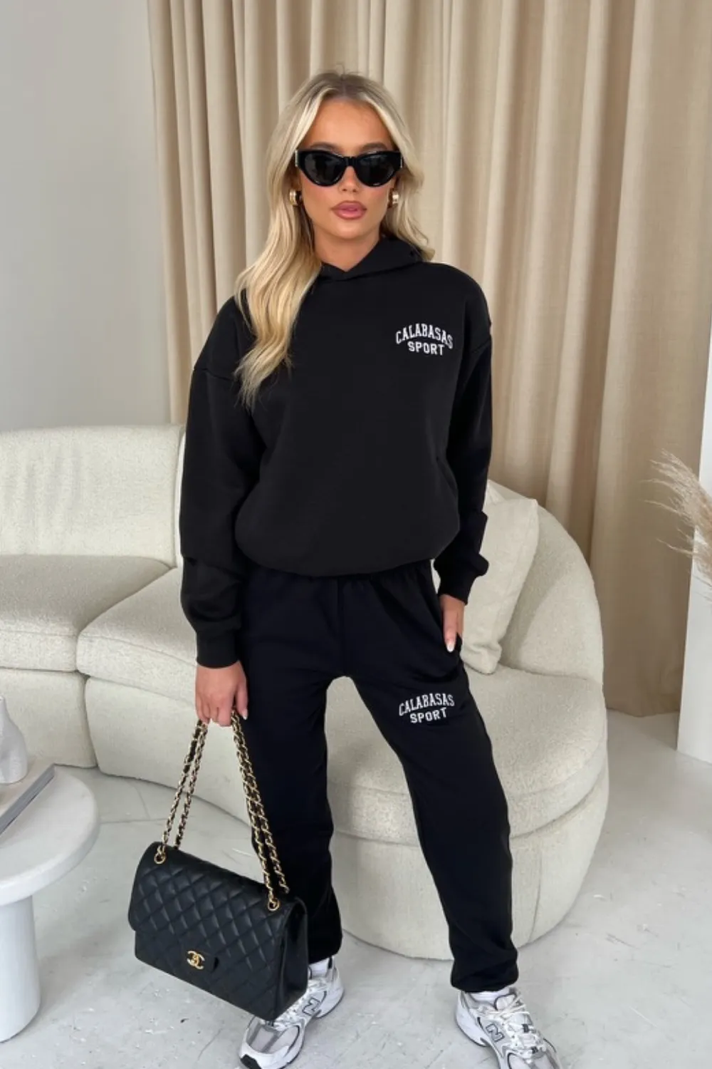 Calabasas black hoodie and joggers premium loungewear