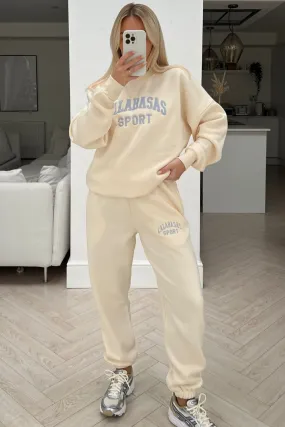 Calabasas ecru embroidered sweater loungewear set