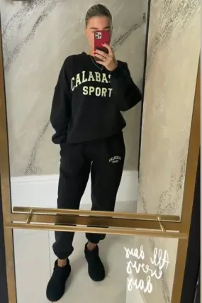 Calabasas sport black sweater loungewear set