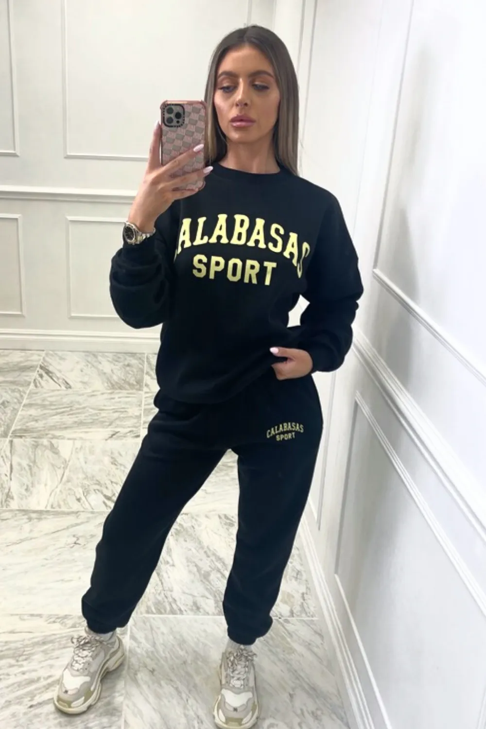 Calabasas sport black sweater loungewear set