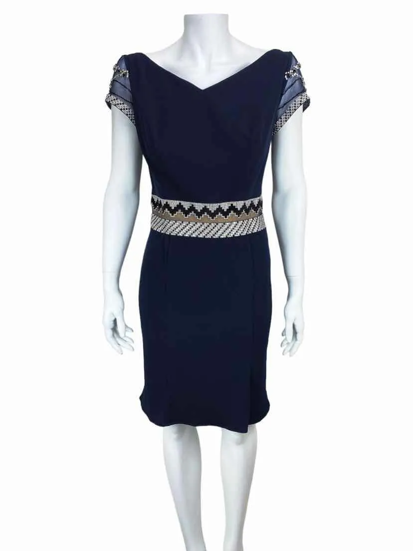 Cameron Blake, Women's Rhinestone-Trimmed Sheath Dresses, Navy, Size 12