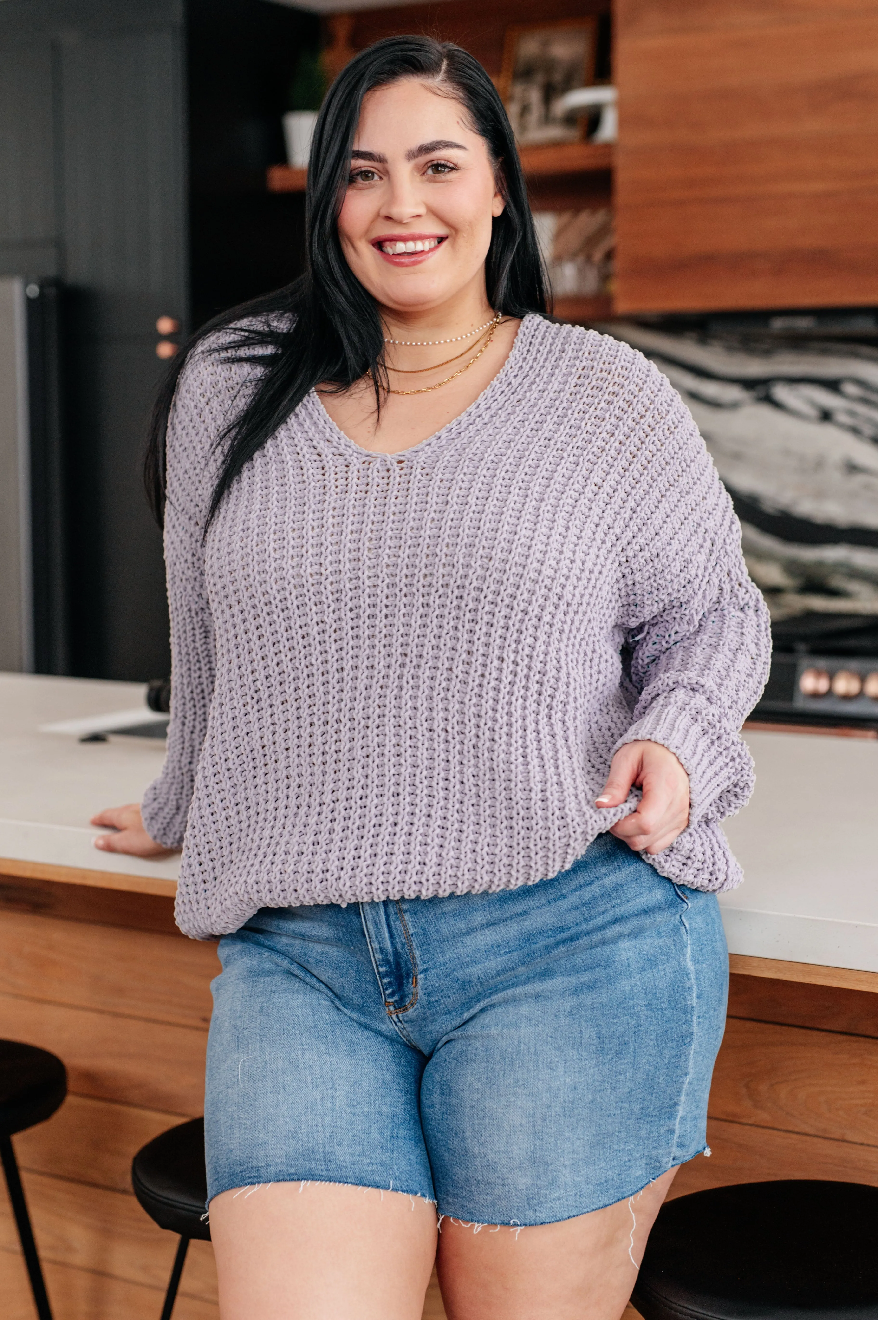 Captured My Interest Chunky V-Neck Sweater - Andree By Unit