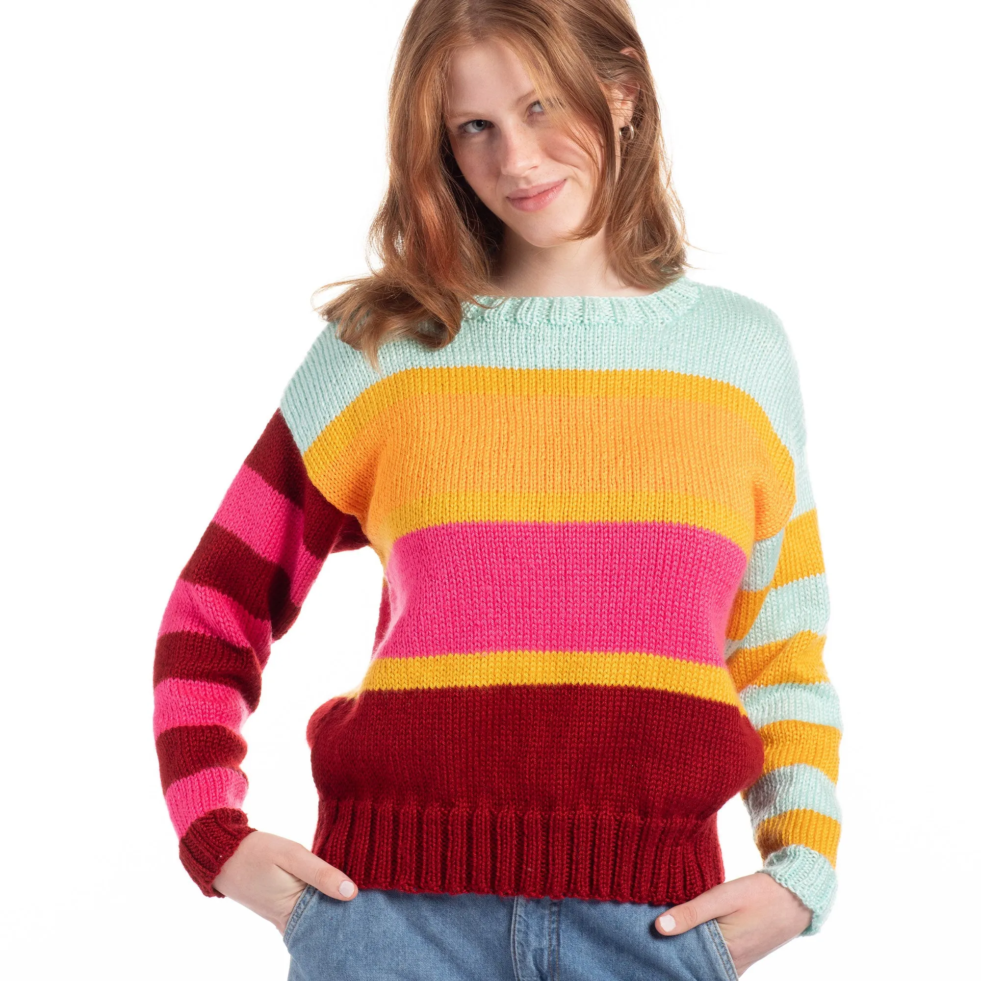 Caron Simply Soft Candy Bands Knit Sweater