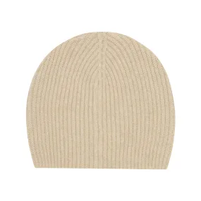 Cashmere Rib Beanie in Oatmeal