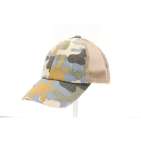 CC Beanie | Kids Distressed Criss-Cross High Ponytail ~ Camouflage